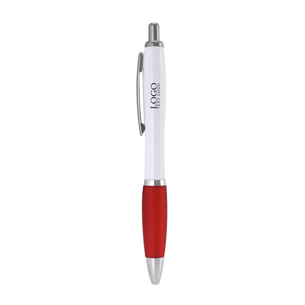 Plastic Click Satin Pen Red with Logo