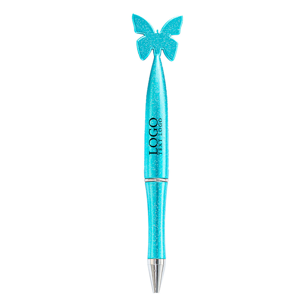 Promo Butterfly Top Rotating Pen Light Blue