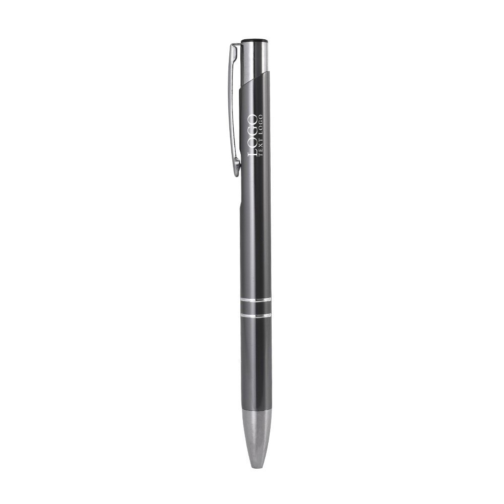 Retractable Metal Ballpoint Pen Gray with Logo