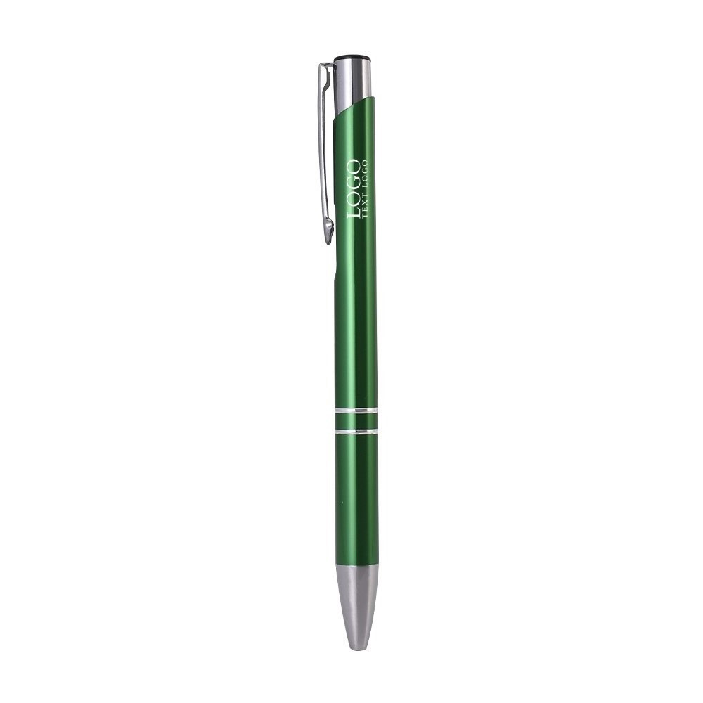 Retractable Metal Ballpoint Pen Green with Logo