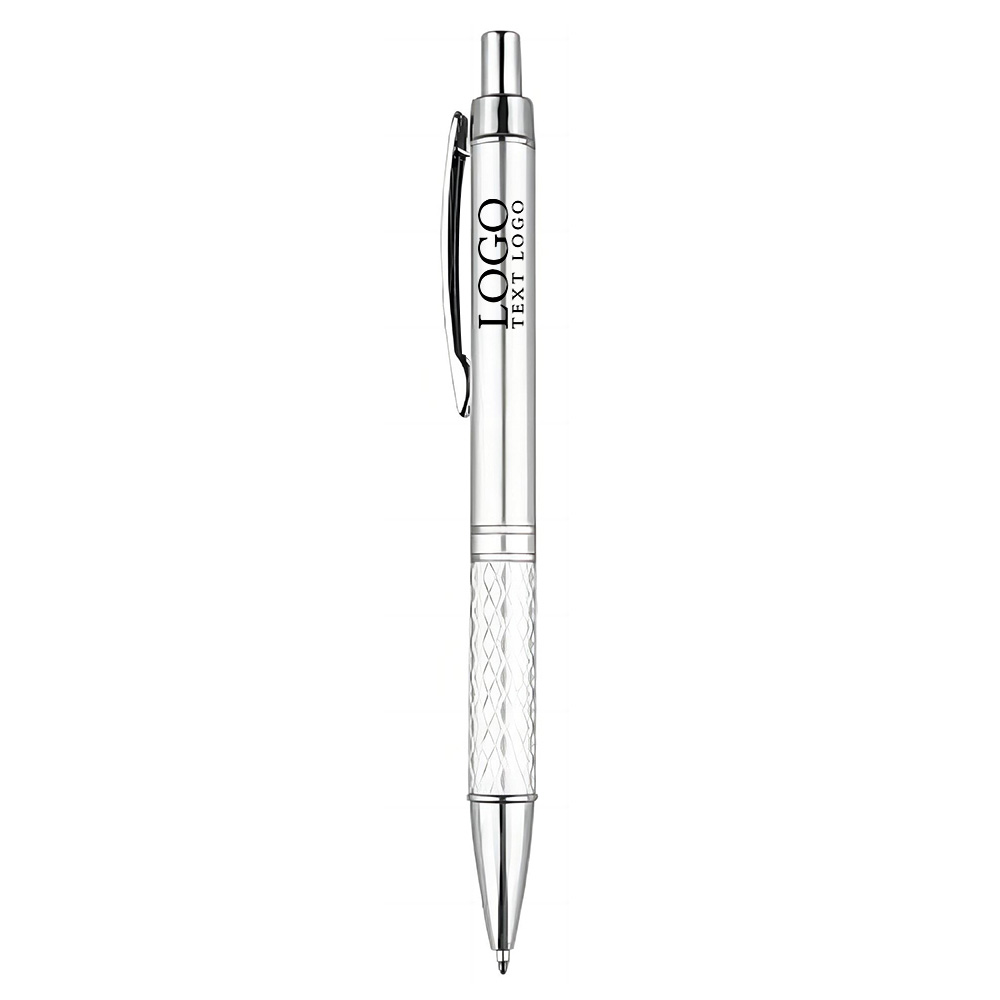Silver Click Action Ballpoint Pen with Logo
