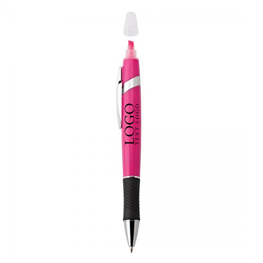 Viva Ballpoint Pen with Highlighter Pink with Logo