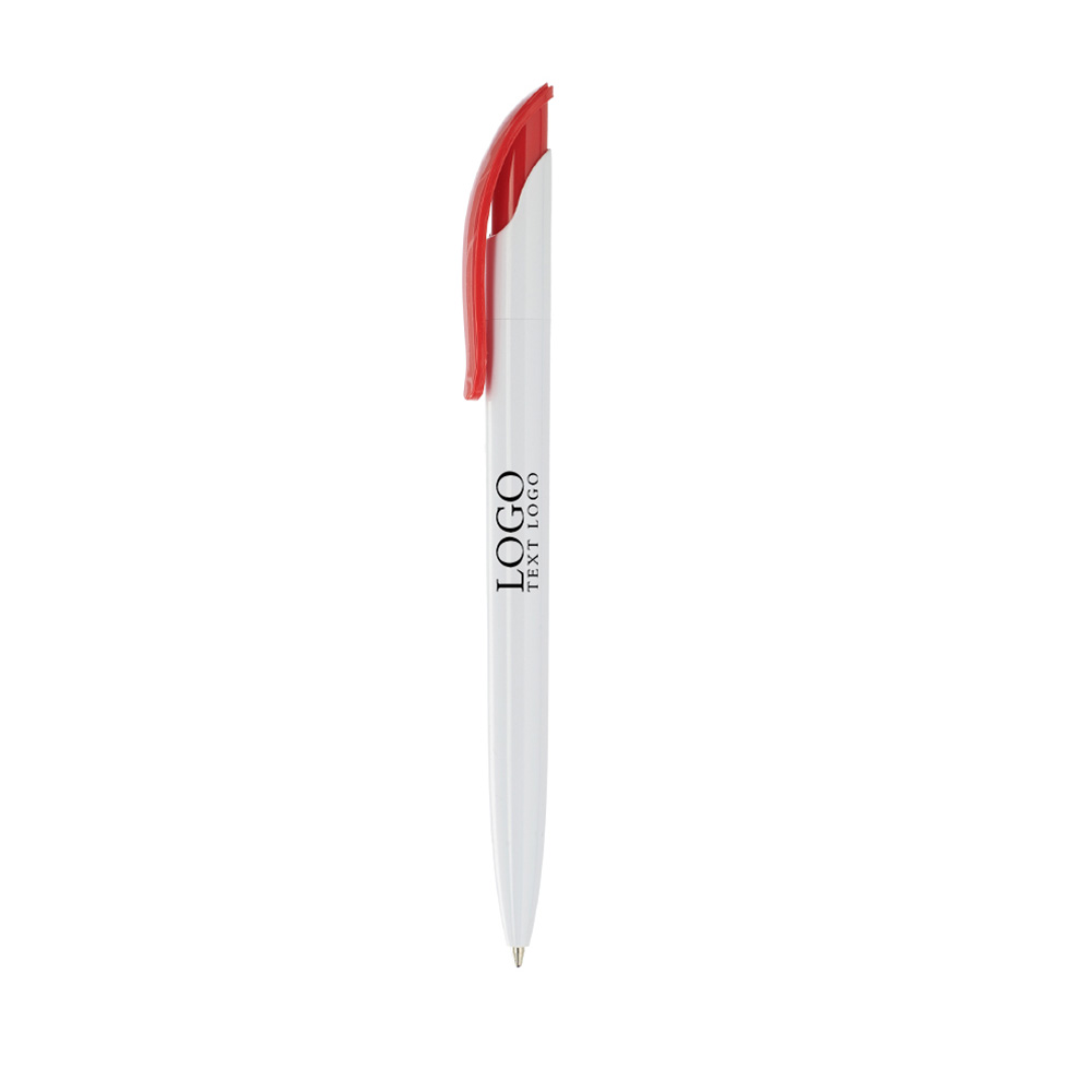 Full Color White Plastic Pens Red With Logo