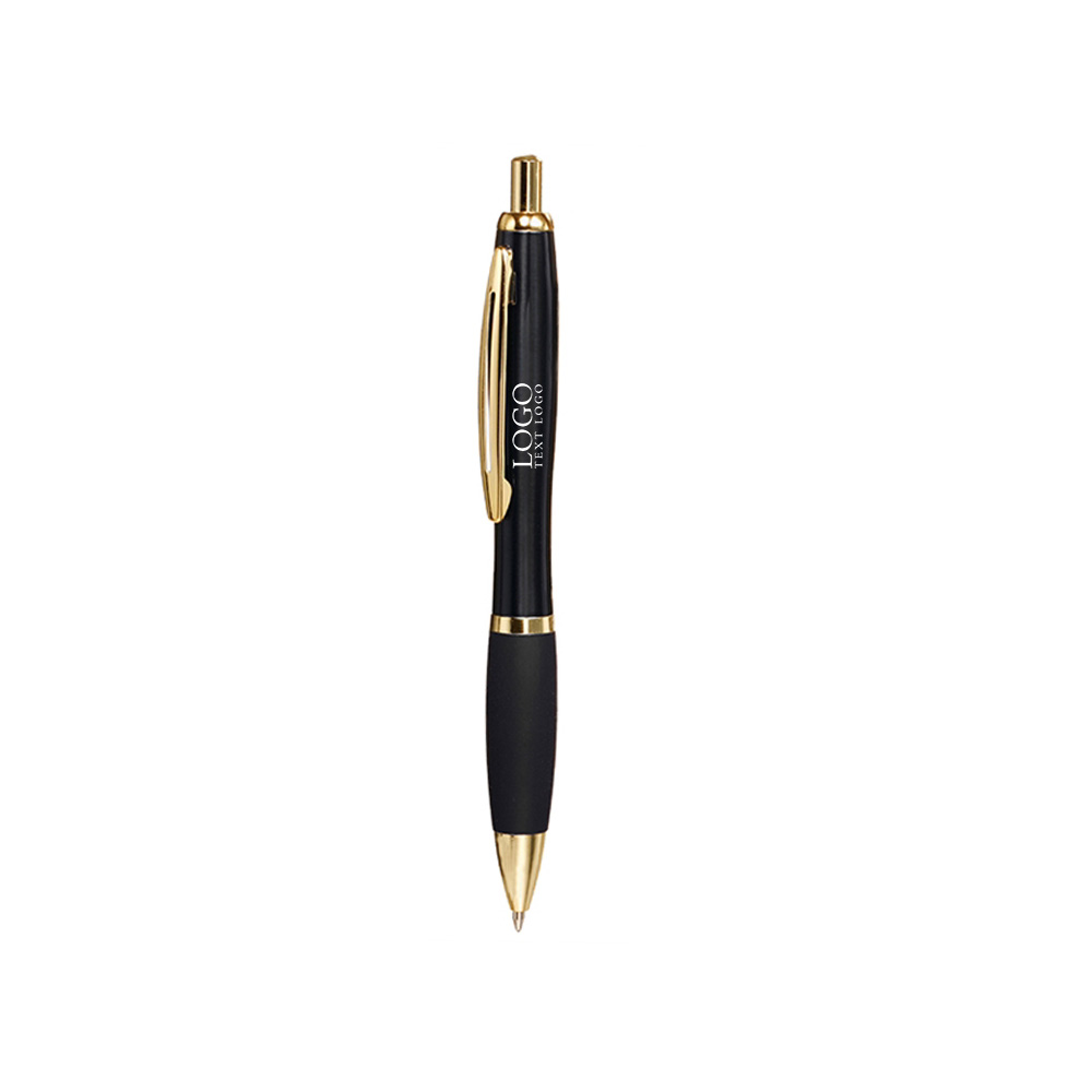 Metal Click Ballpoint Pen With Grip Black With Logo
