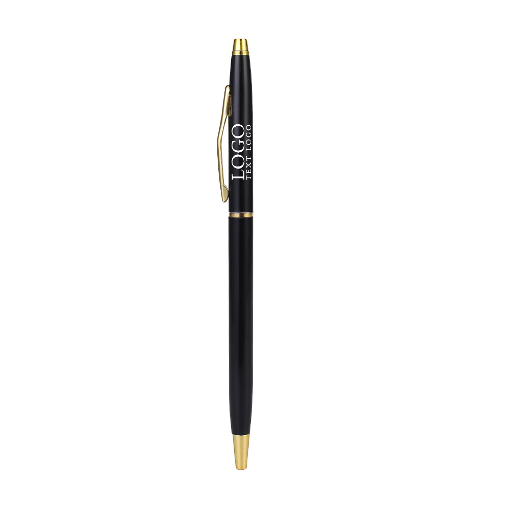 Slim Executive Black Hotel Pens Silver With Logo