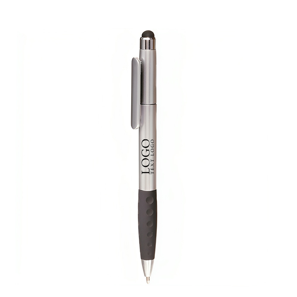 Twist Plastic Stylus Pen Silver With Logo