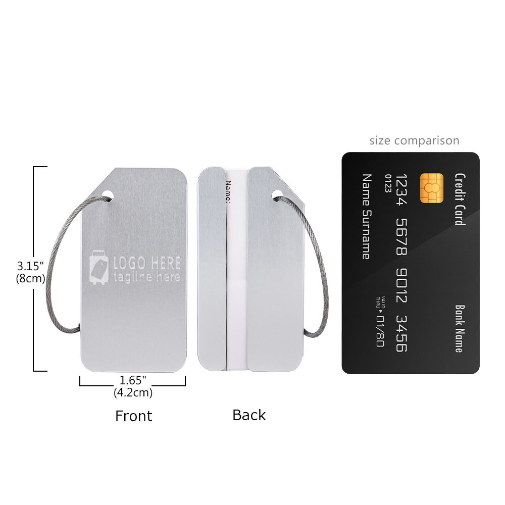 Scale shot of Bright Color Aluminum Luggage Tag with Name Card Scale shot of Bright Color Aluminum Luggage Tag with Name Card