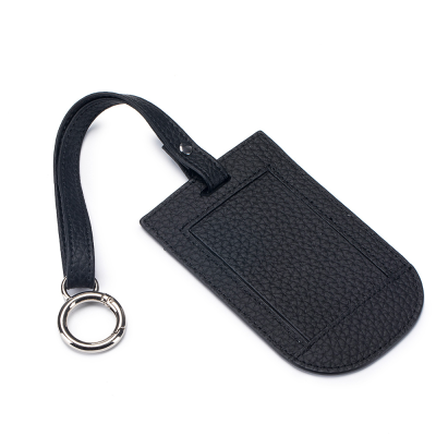 Flap Leather Luggage Tag With Metal Buckle