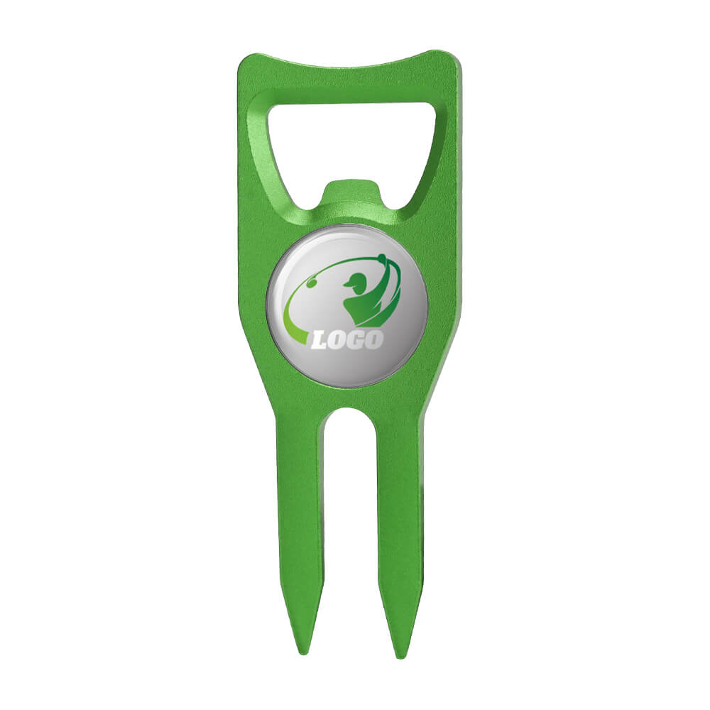 Aluminum Alloy Opener Custom Golf Divot Tool with Ball Marker Green with Logo