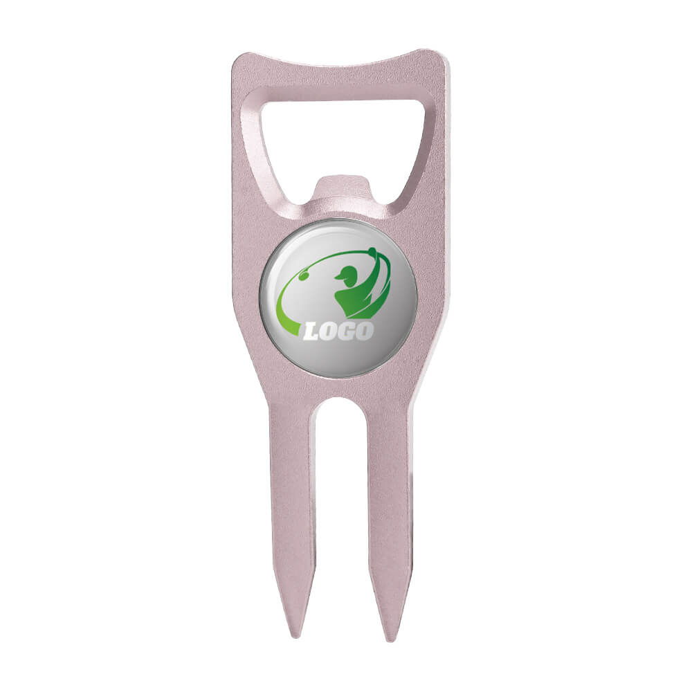 Aluminum Alloy Opener Custom Golf Divot Tool with Ball Marker Pink with Logo