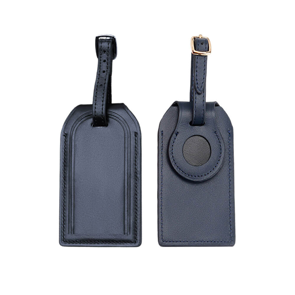 Echte leren AirTag-bagagelabels, blauw, beide zijden