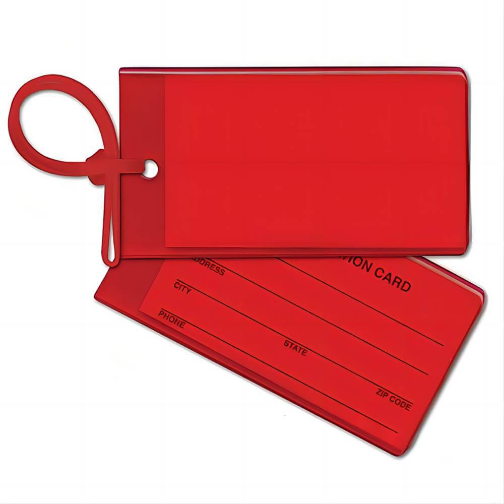 Colorful PVC Luggage Tags With Strap red