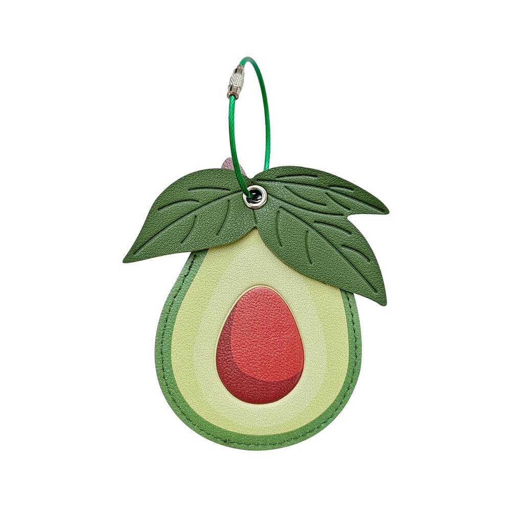 Creative Avocado Top Layer Leather Luggage Tag Green