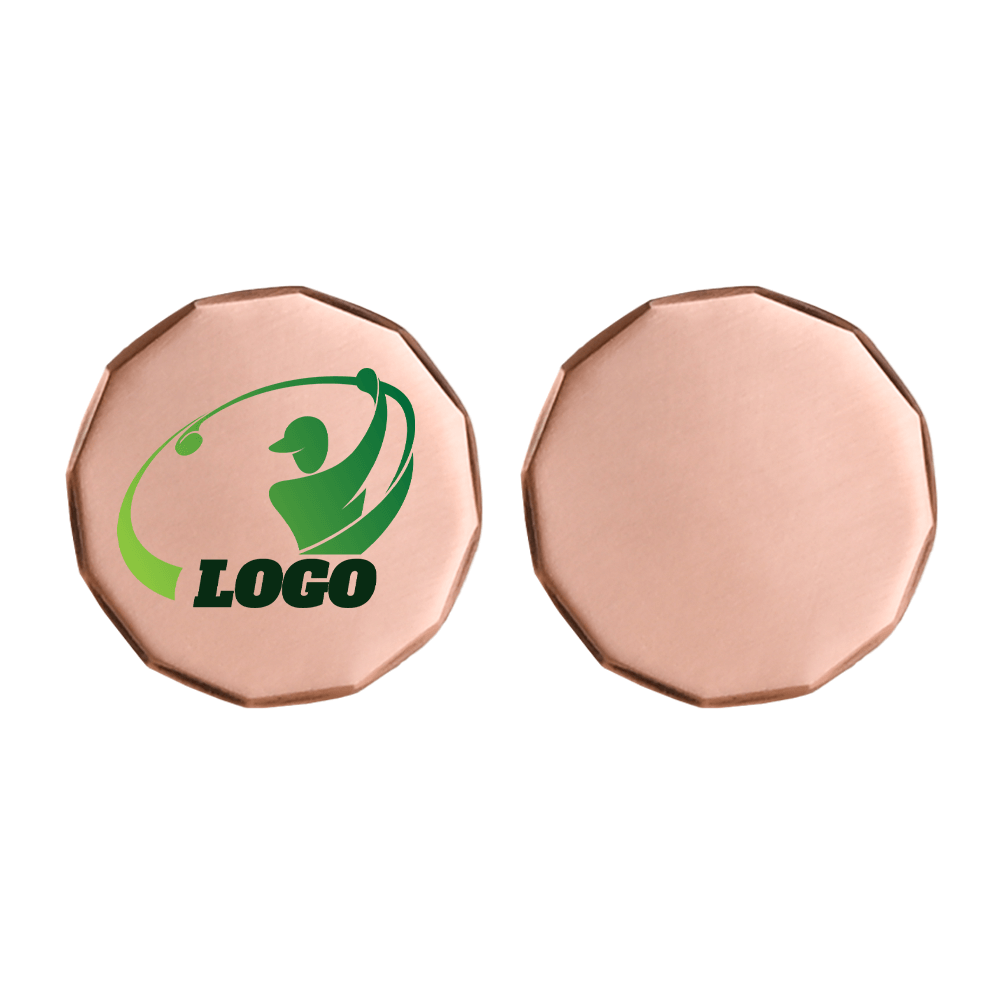Custom 12-Sided Golf Ball Marker Copper with Logo Both Side