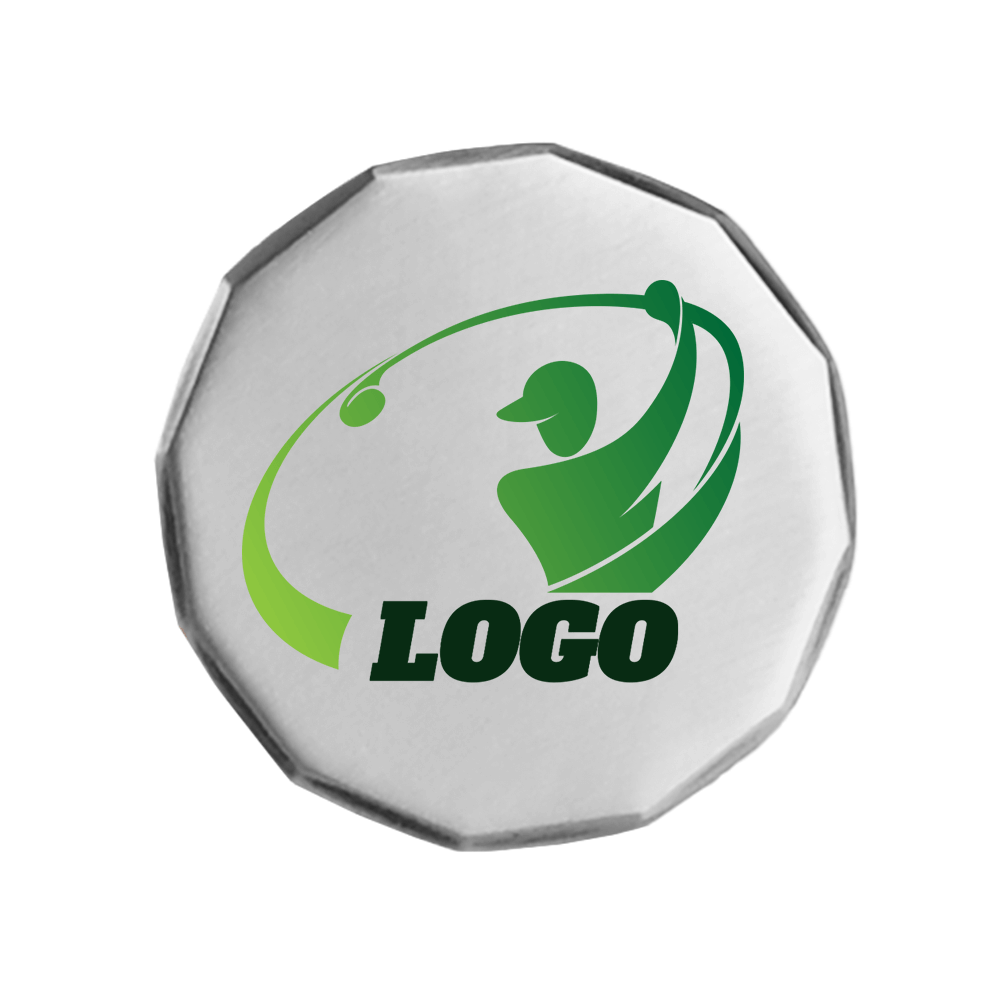 Custom 12-Sided Golf Ball Marker Silver with Logo