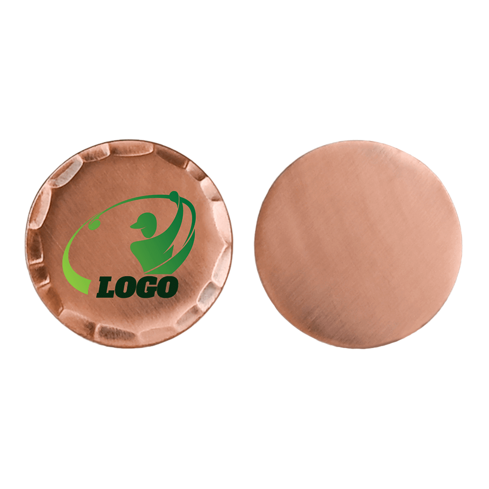 Custom Antique Copper Golf Ball Marker Copper with Logo Both Side Custom Antique Copper Golf Ball Marker Copper with Logo Both Side