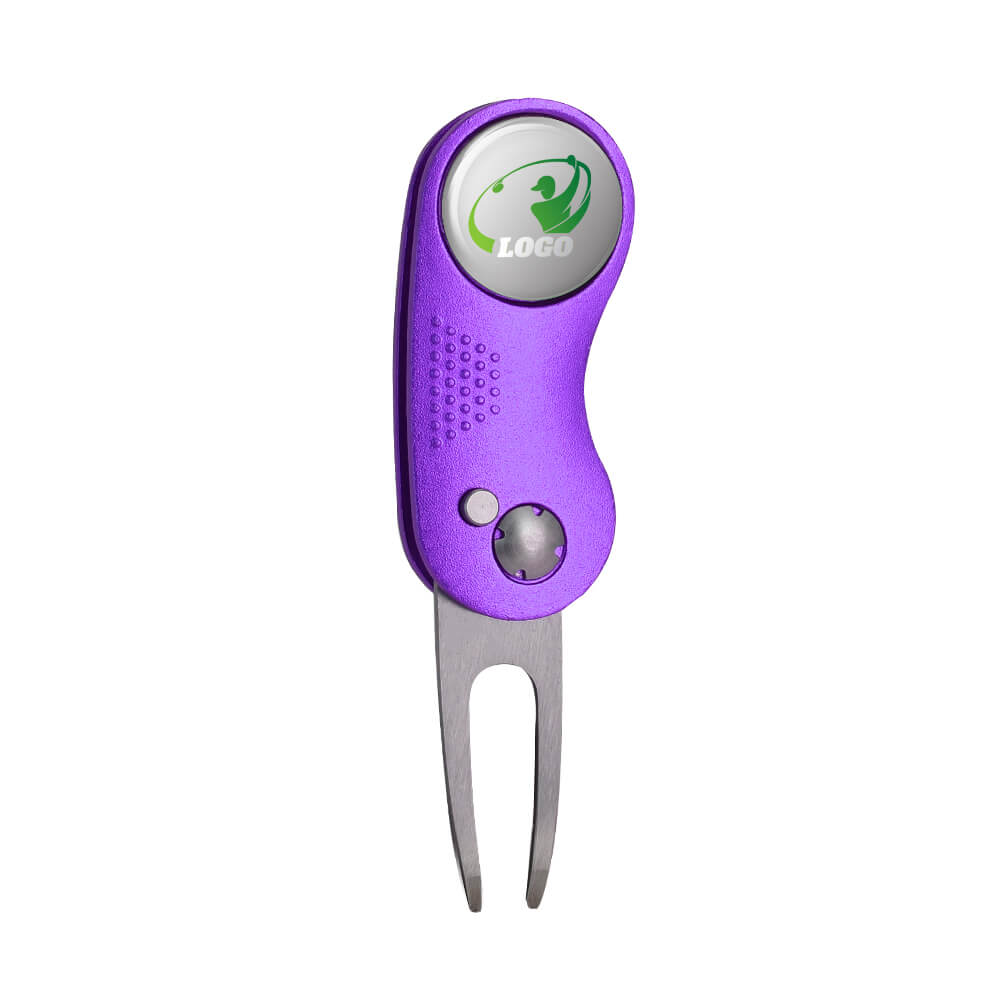 Custom Ball Marker Repair Tool Purple with Logo
