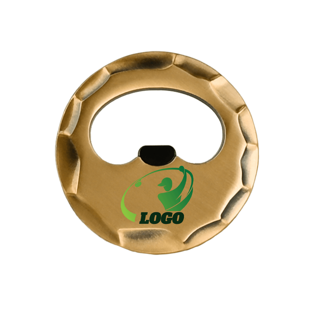 Custom Bottle Opener Golf Ball Marker Antique Bronze with Logo