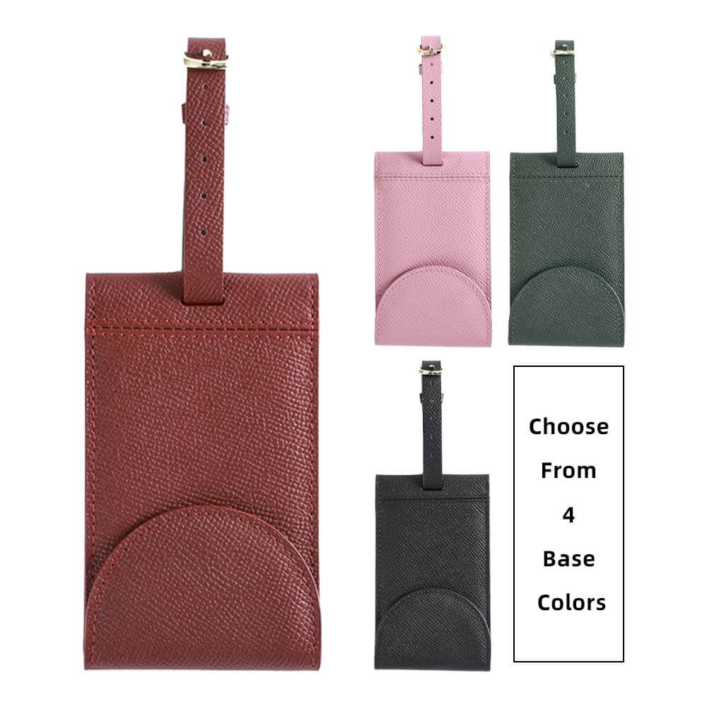 Lifestyle shot of Creative Genuine Leather Travel ID Tag