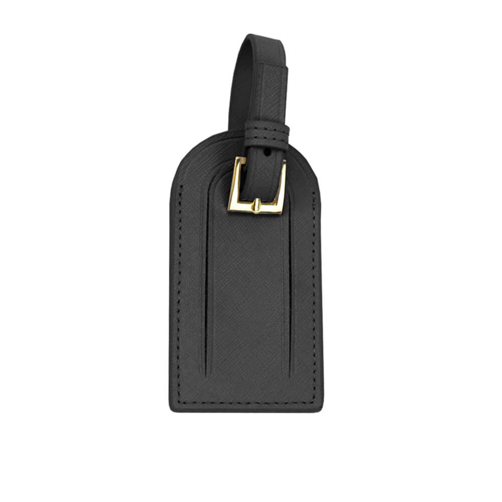 Genuine Leather Travel Luggage Tag Black