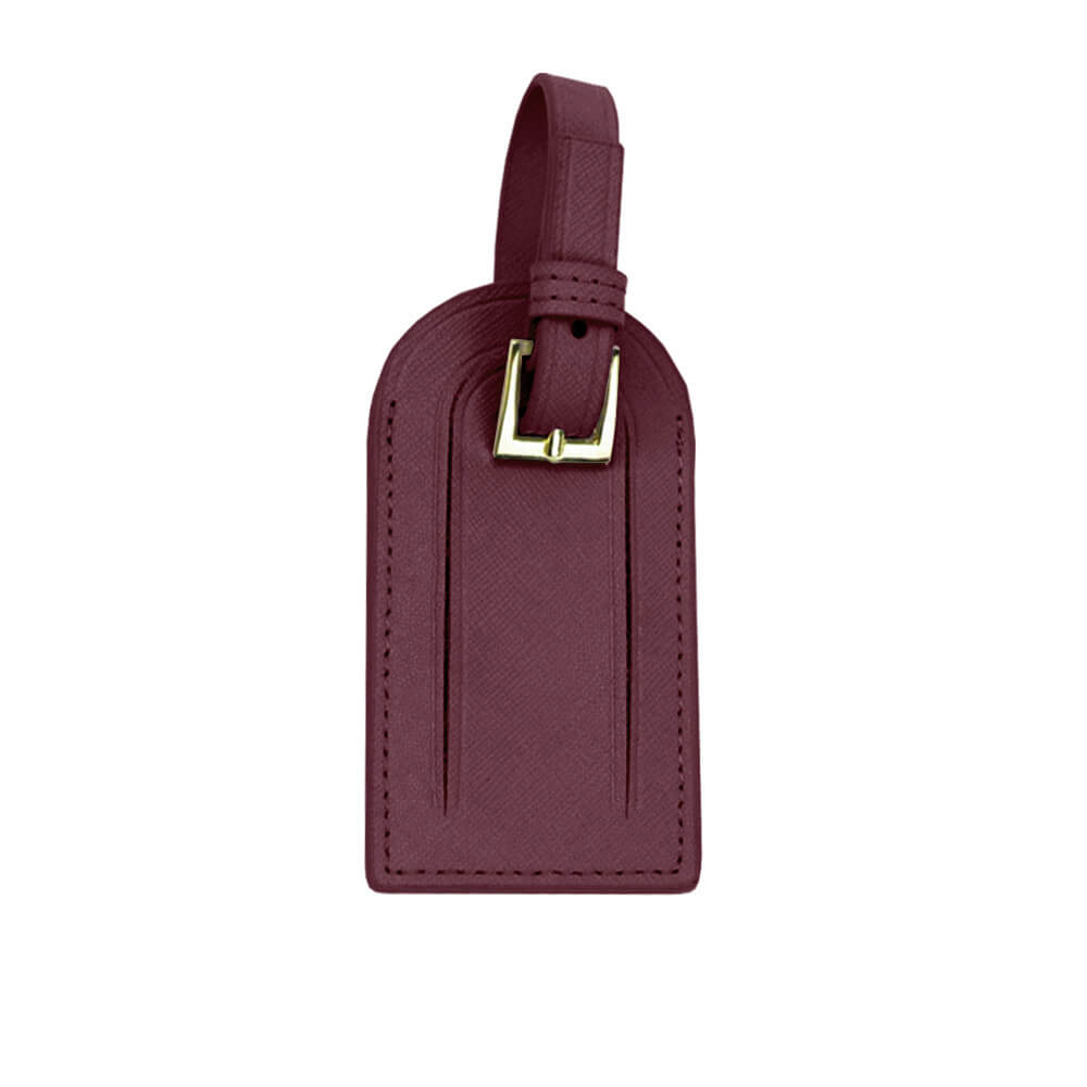 Genuine Leather Travel Luggage Tag Maroon