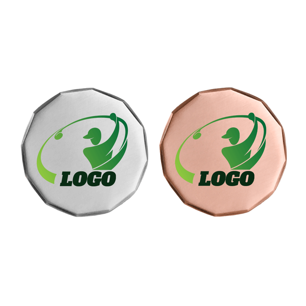 Group Shot of Custom 12-Sided Golf Ball Marker