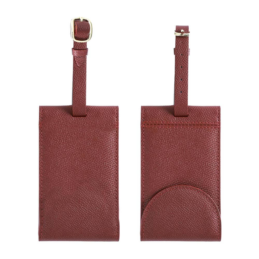 Creative Genuine Leather Travel ID Tag red with both side