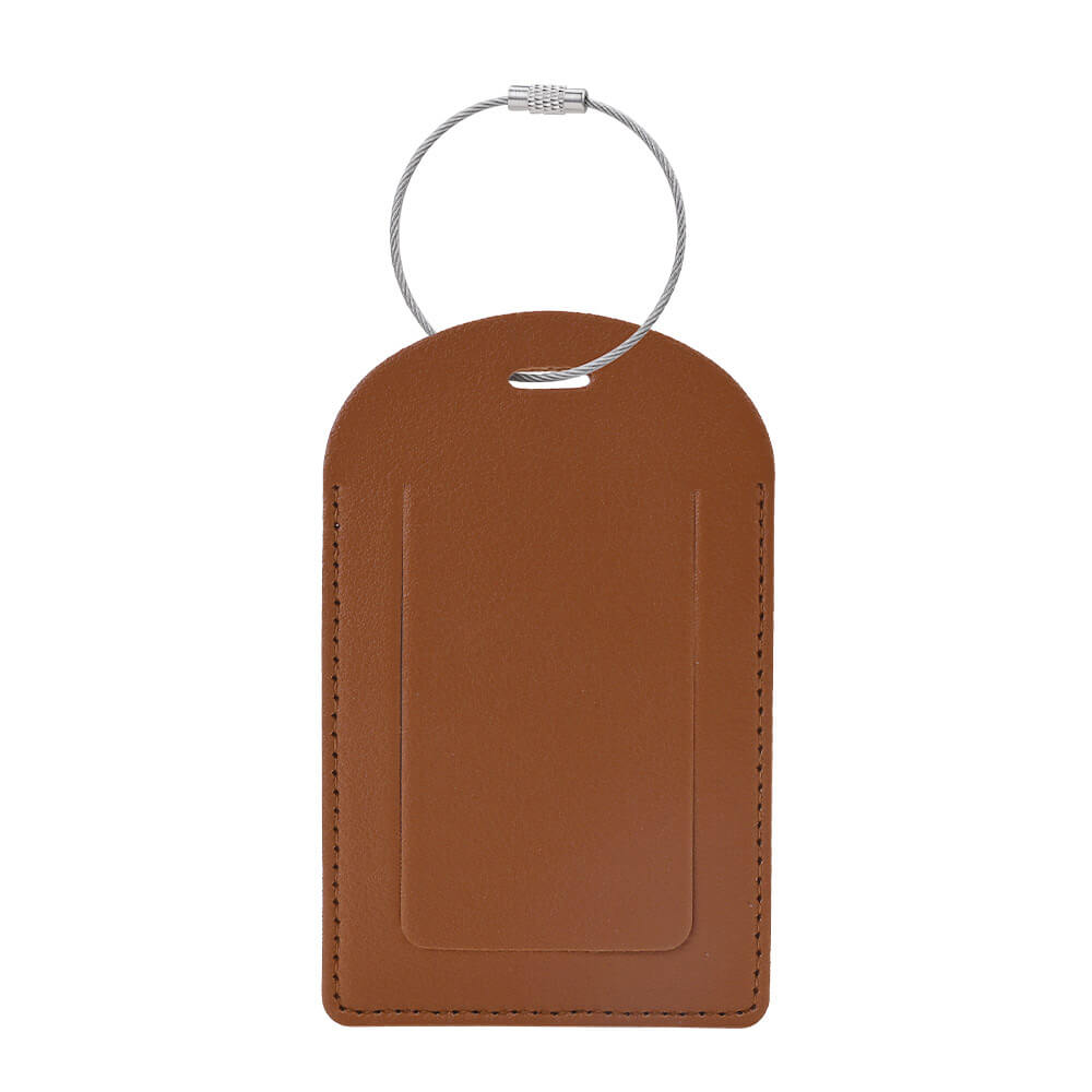 PU Leather Luggage Tag With Custom Logo Brown PU Leather Luggage Tag With Custom Logo Brown