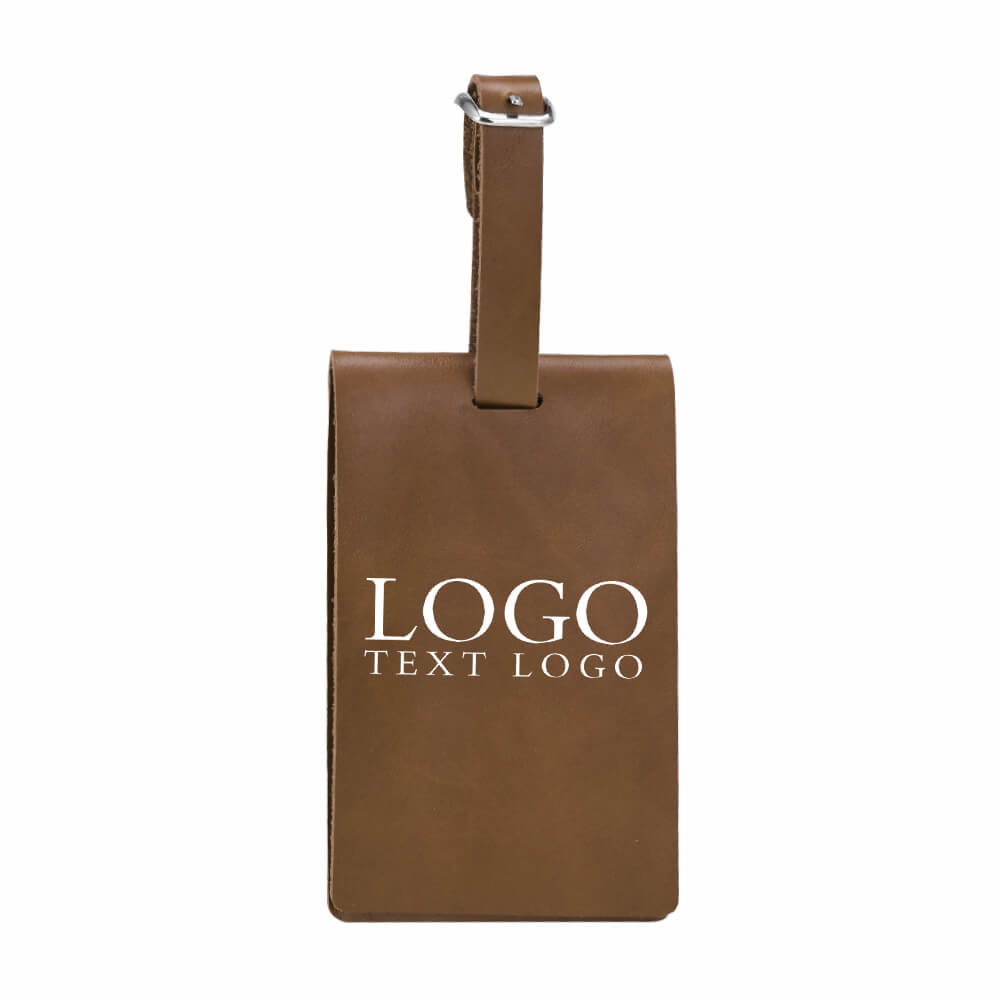 High-End Folding Genuine Leather Travel Tag Brown with logo