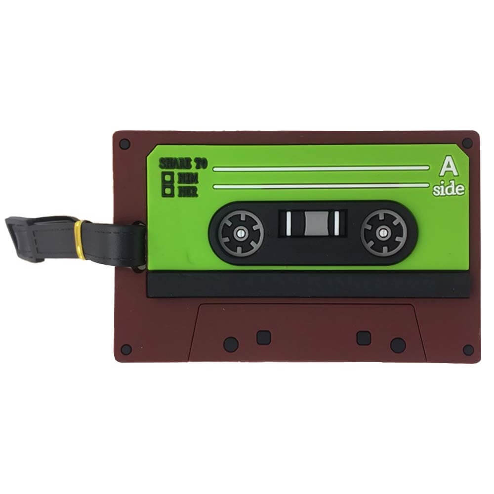 PVC Soft Audio Tape Luggage Tags Green/Brown PVC Soft Audio Tape Luggage Tags Green/Brown