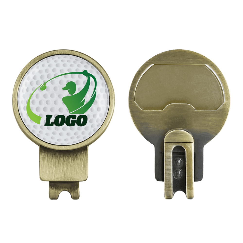 Custom Bottle Opener Hat Clip Ball Marker Antique Bronze with Logo Both Side