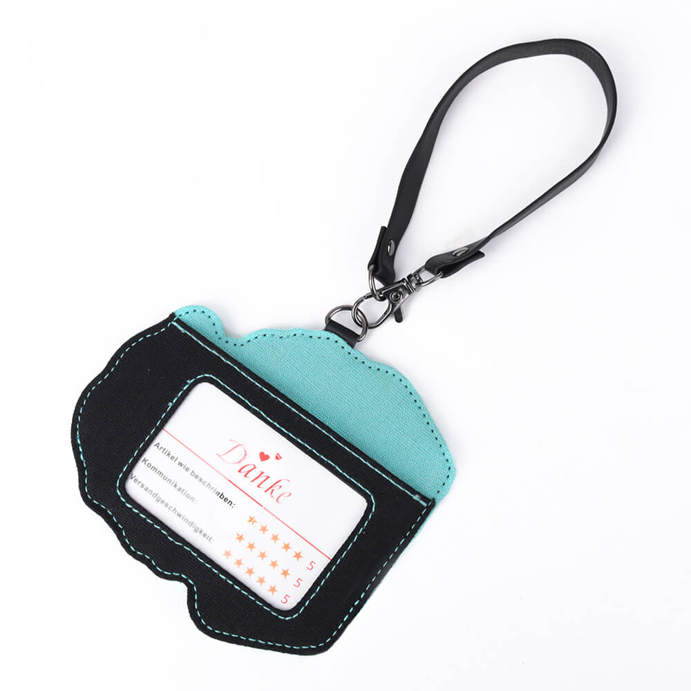 Detail shot of Sky Blue PU Leather Luggage Tags