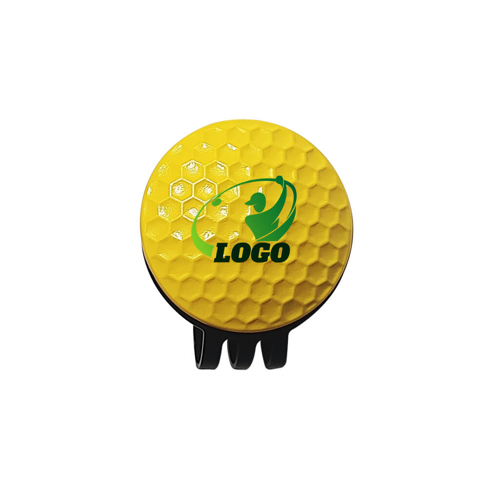 Custom Golf Ball Marker with Black Hat Clip Yellow with Logo