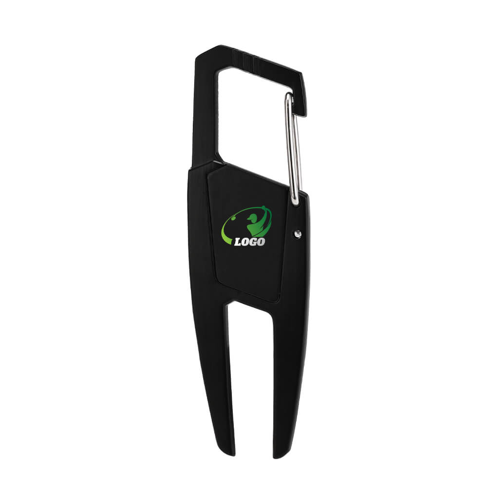Custom Portable Buckle-Mounted Golf Fork with Ball Markers Black with Logo Custom Portable Buckle-Mounted Golf Fork with Ball Markers Black with Logo