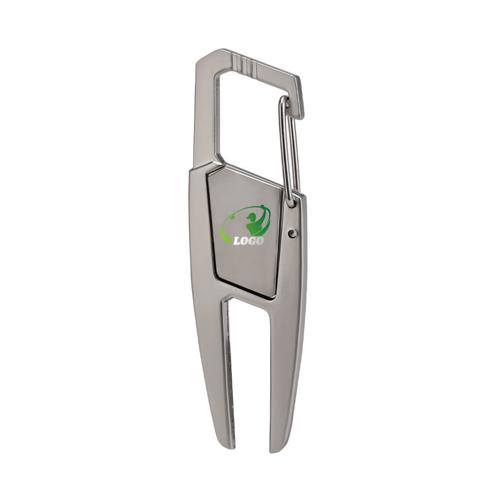 Custom Portable Buckle-Mounted Golf Fork with Ball Markers Silver with Logo Custom Portable Buckle-Mounted Golf Fork with Ball Markers Silver with Logo
