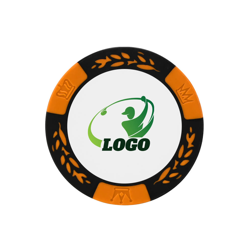 Custom Vibrant Color Golf Chip Coin Orange with Logo