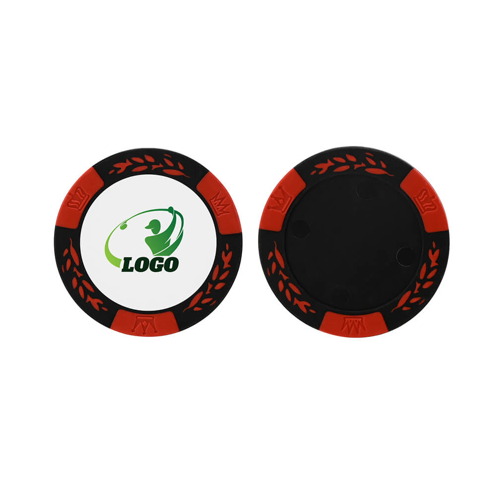 Custom Vibrant Color Golf Chip Coin Red with Logo Both Side