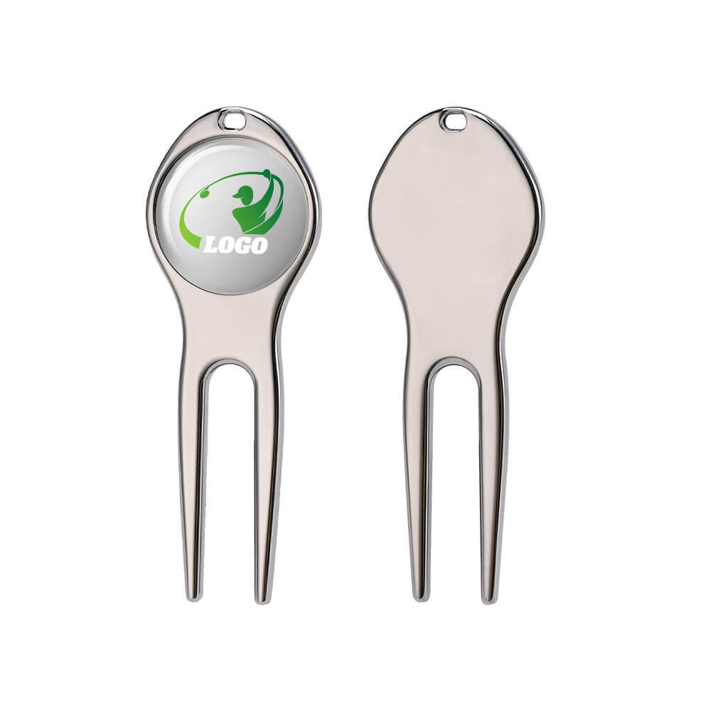 Custom Zinc Alloy Golf Divot with Ball Marker Silver with Logo Both Side