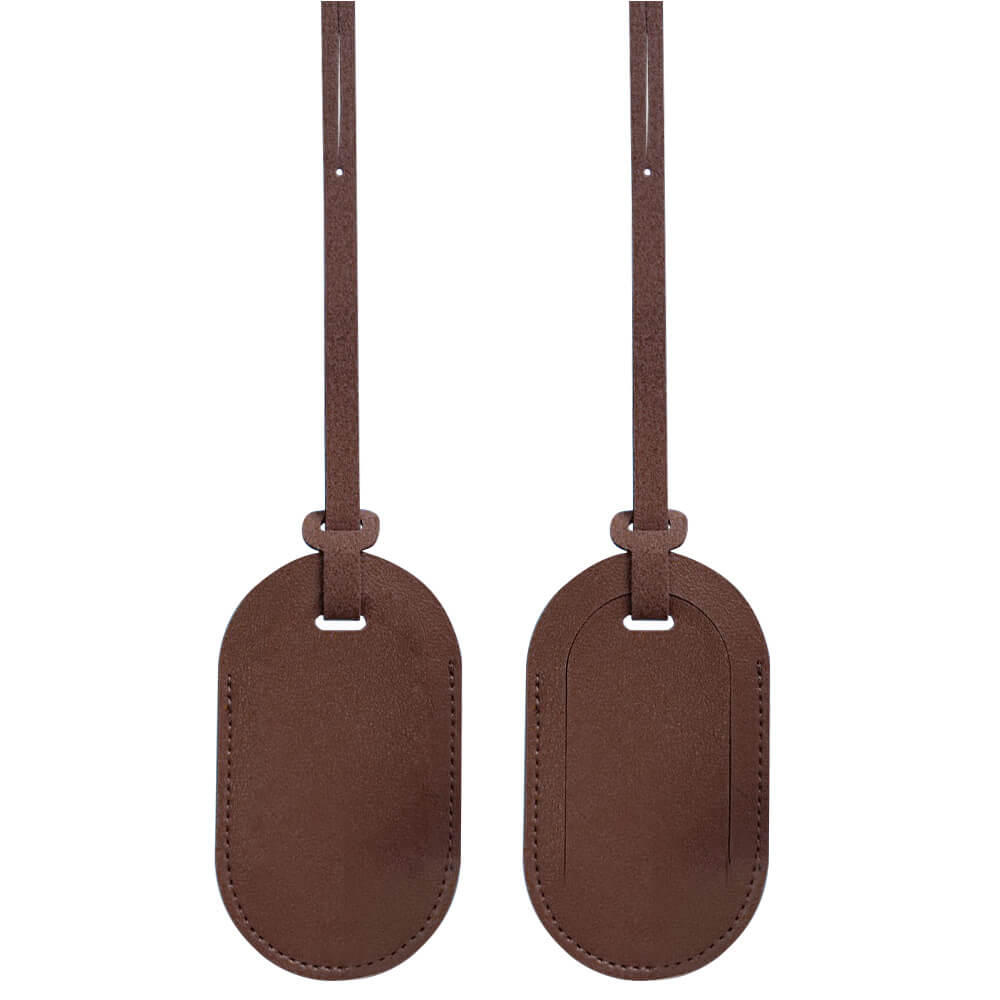 PU Leather Airplane Luggage Tag with Flap Coffee PU Leather Airplane Luggage Tag with Flap Coffee