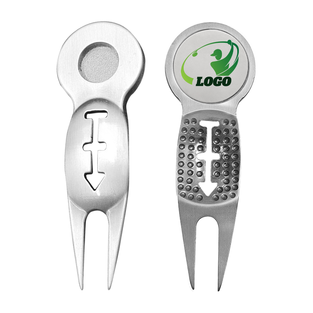 Exquisite Custom Antique Silver Golf Divot Tool with Ball Markers Both Sides Exquisite Custom Antique Silver Golf Divot Tool with Ball Markers Both Sides