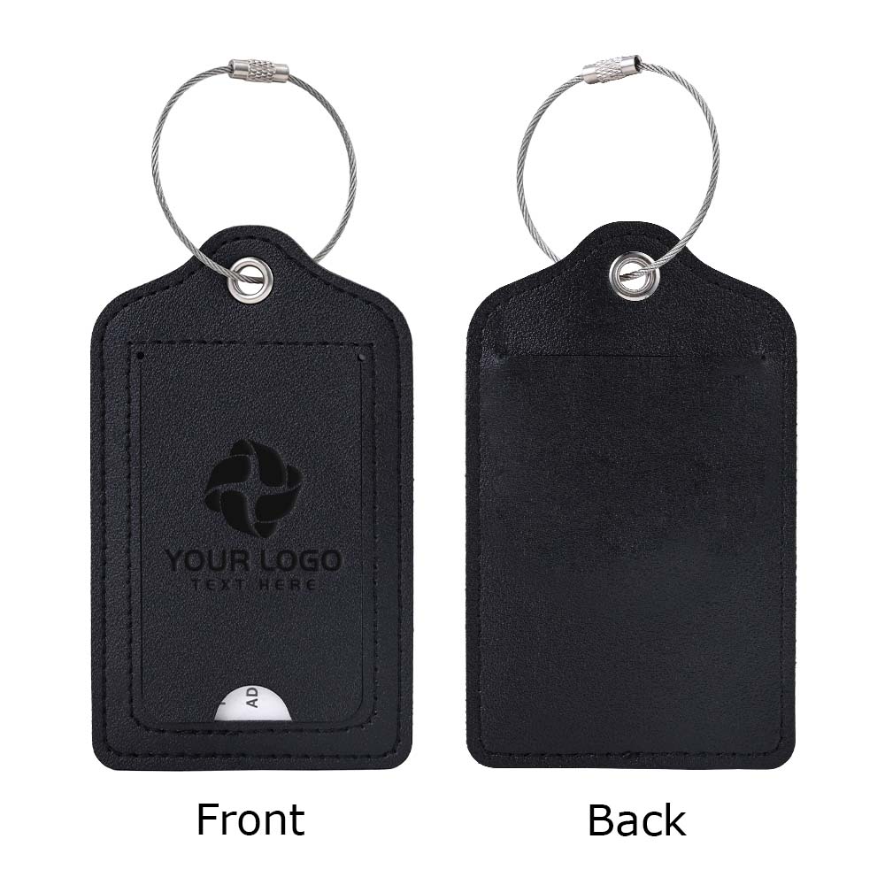 Fashion Solid Color PU Leather Luggage Tag Black
