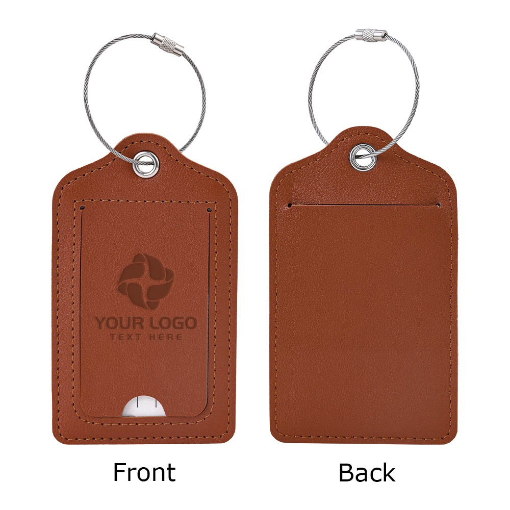 Fashion Solid Color PU Leather Luggage Tag Brown