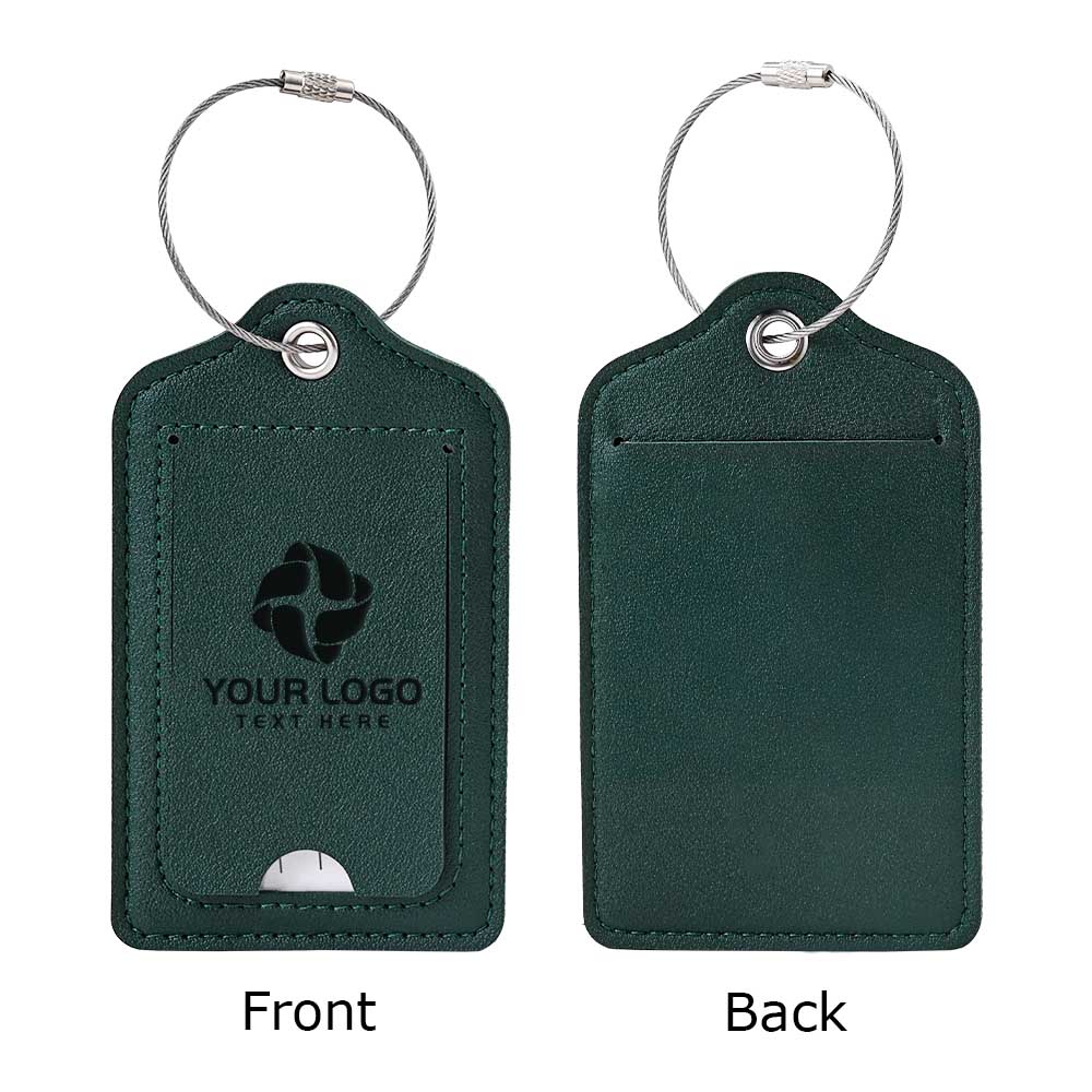 Fashion Solid Color PU Leather Luggage Tag Green