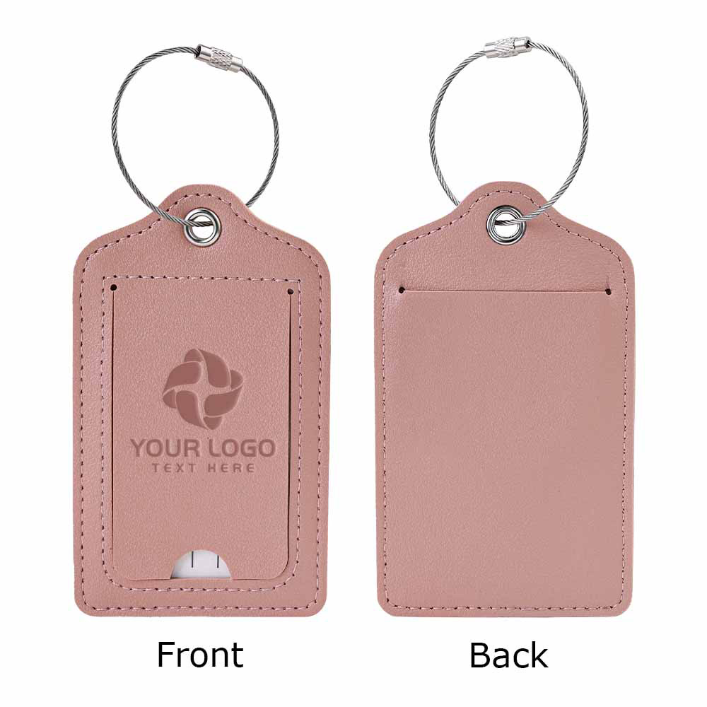 Fashion Solid Color PU Leather Luggage Tag Pink