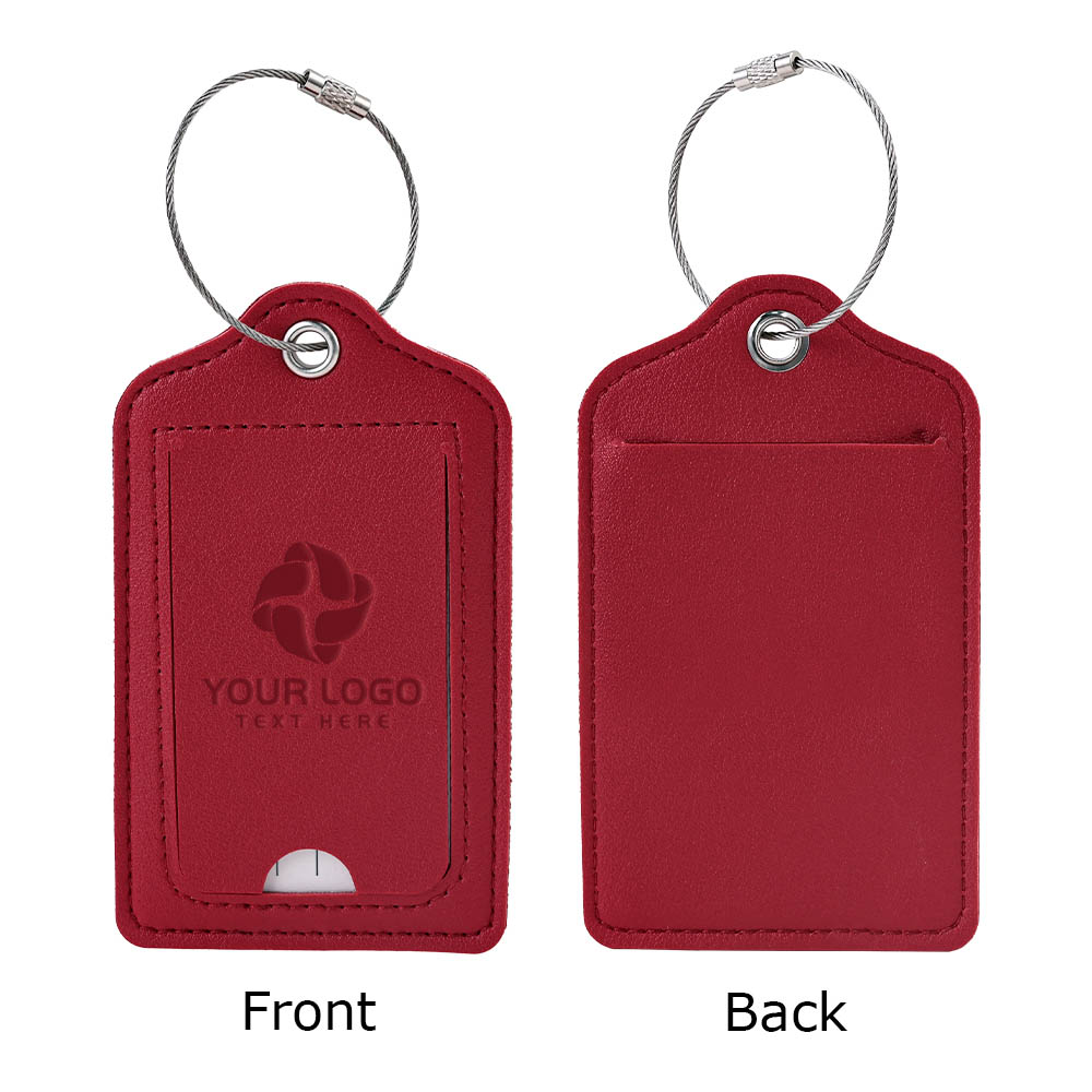Fashion Solid Color PU Leather Luggage Tag Red