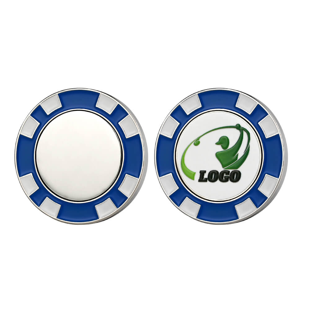 Full Color Custom Golf Ball Marker Blue with Logo Both Sides Full Color Custom Golf Ball Marker Blue with Logo Both Sides