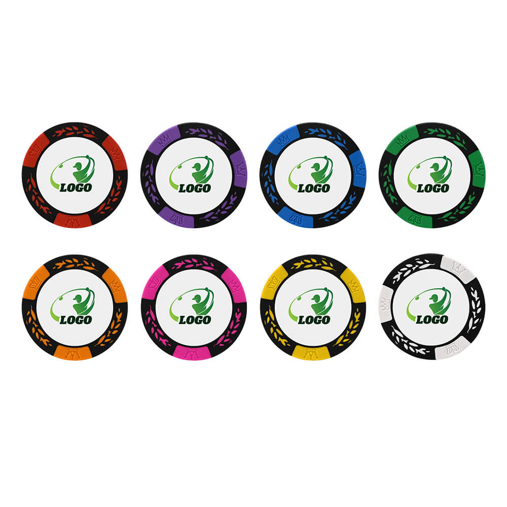 Group Shot of Custom Vibrant Color Golf Chip Coin