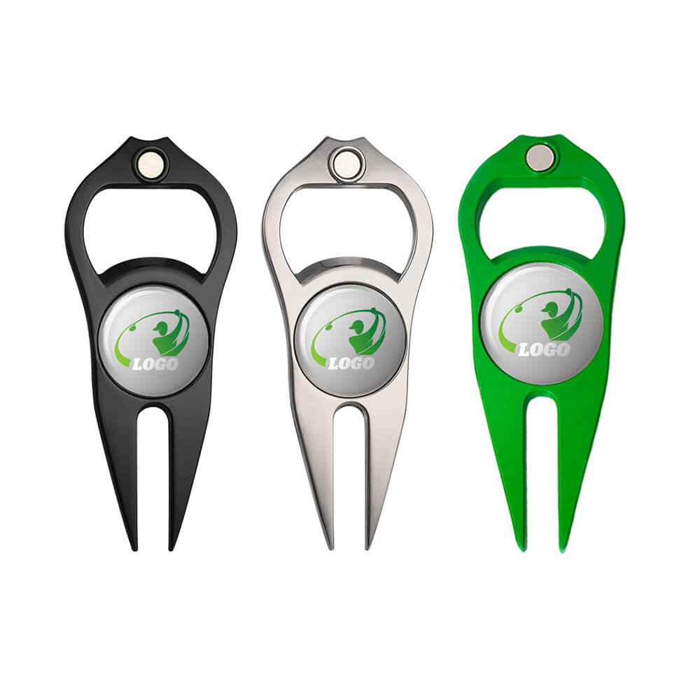 Group Shot of Logo Divot Tool with Bottle Opener