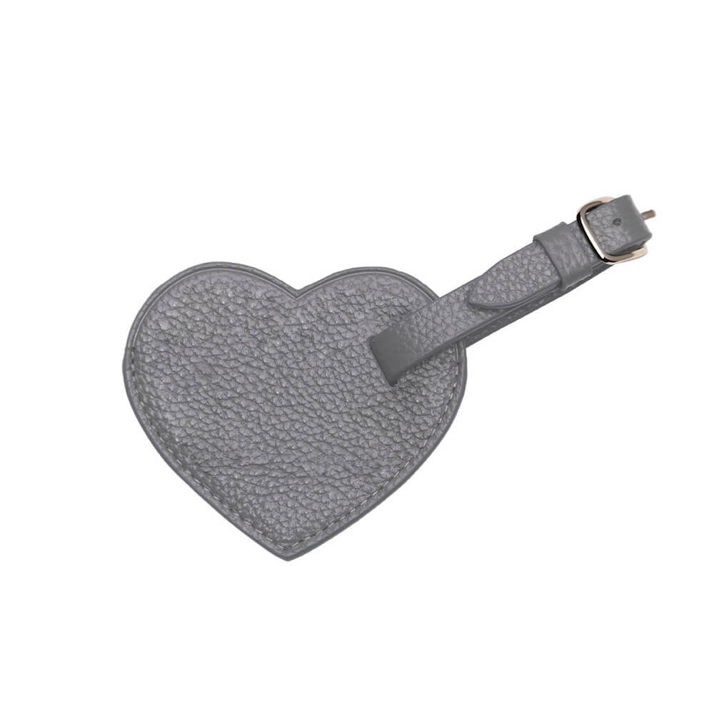 Heart Shaped Leather Luggage Tags Gray Heart Shaped Leather Luggage Tags Gray