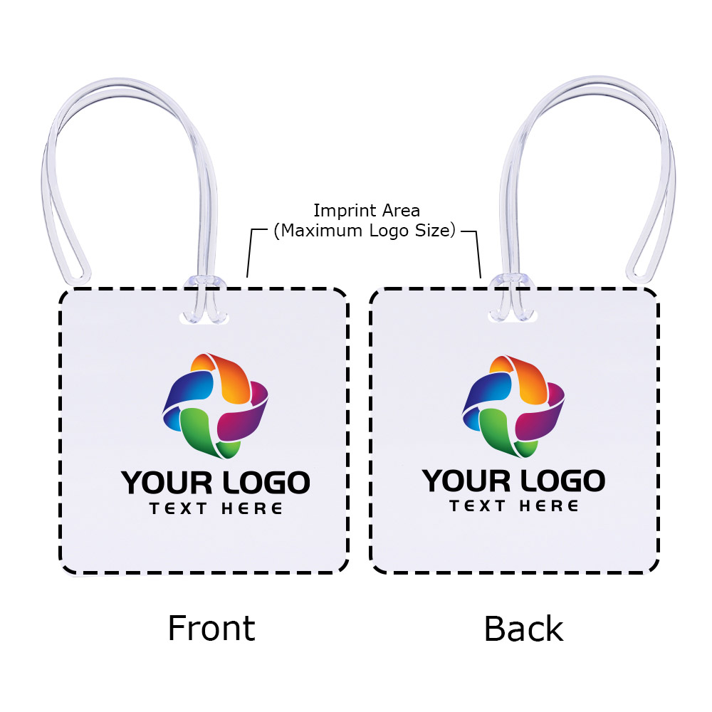 Imprint Area of Full Color Square Plastic Luggage Tags With Strap